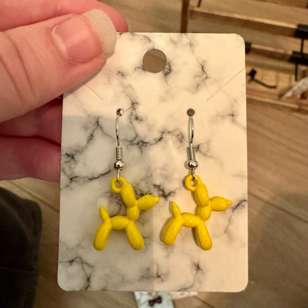 Yellow Balloon Dog Earrings